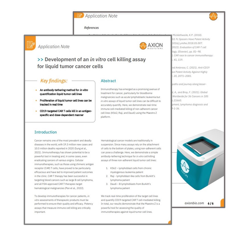 Liquid Tumors App Note: Development of an in vitro cell killing assay for liquid tumor cancer cells