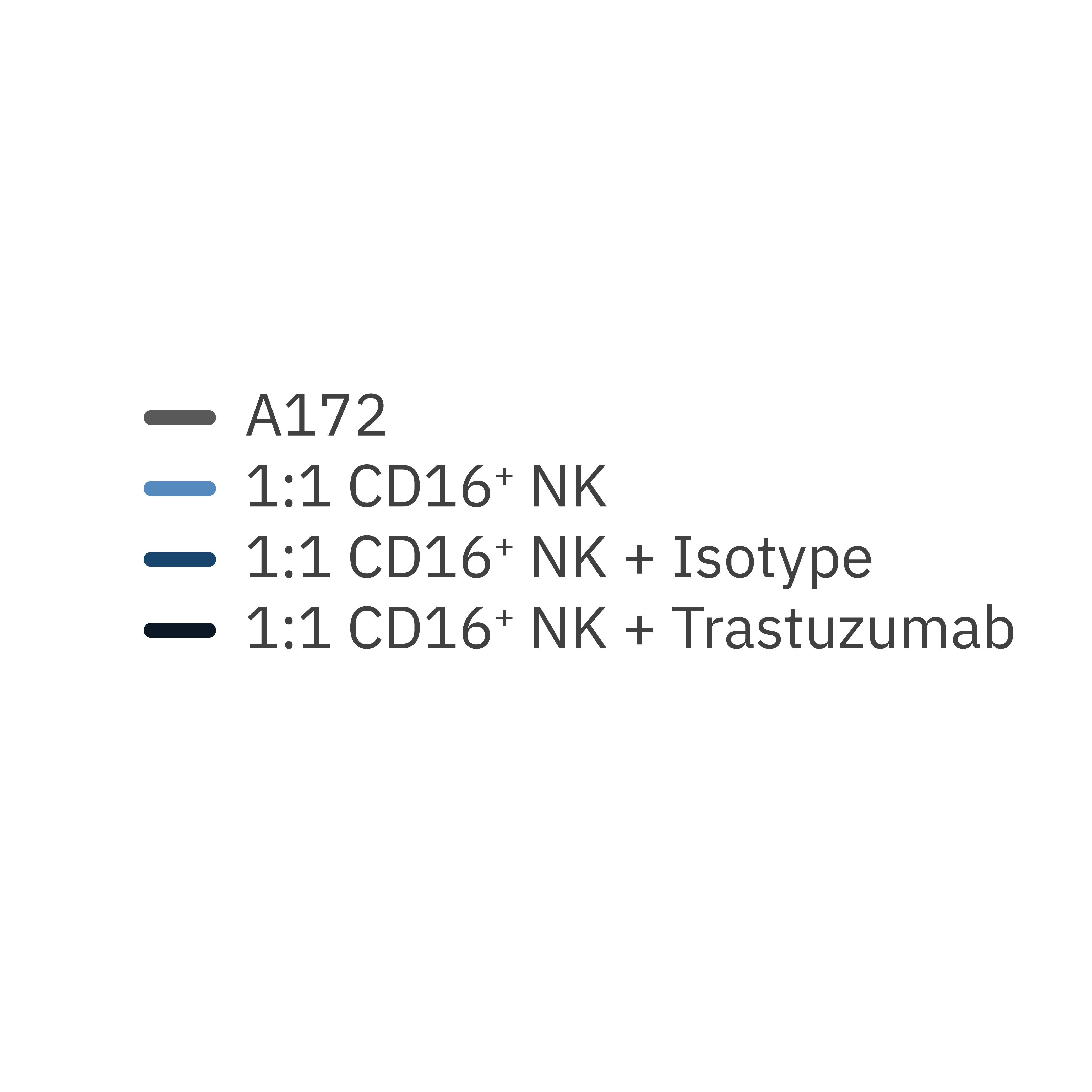 Trastuzumab promotes antibody-dependent NK cell killing of A172 target cells.