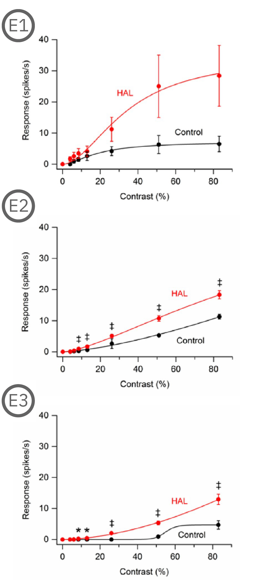 Most rat RGCs could be categorized as either staturating or non-saturating cells.