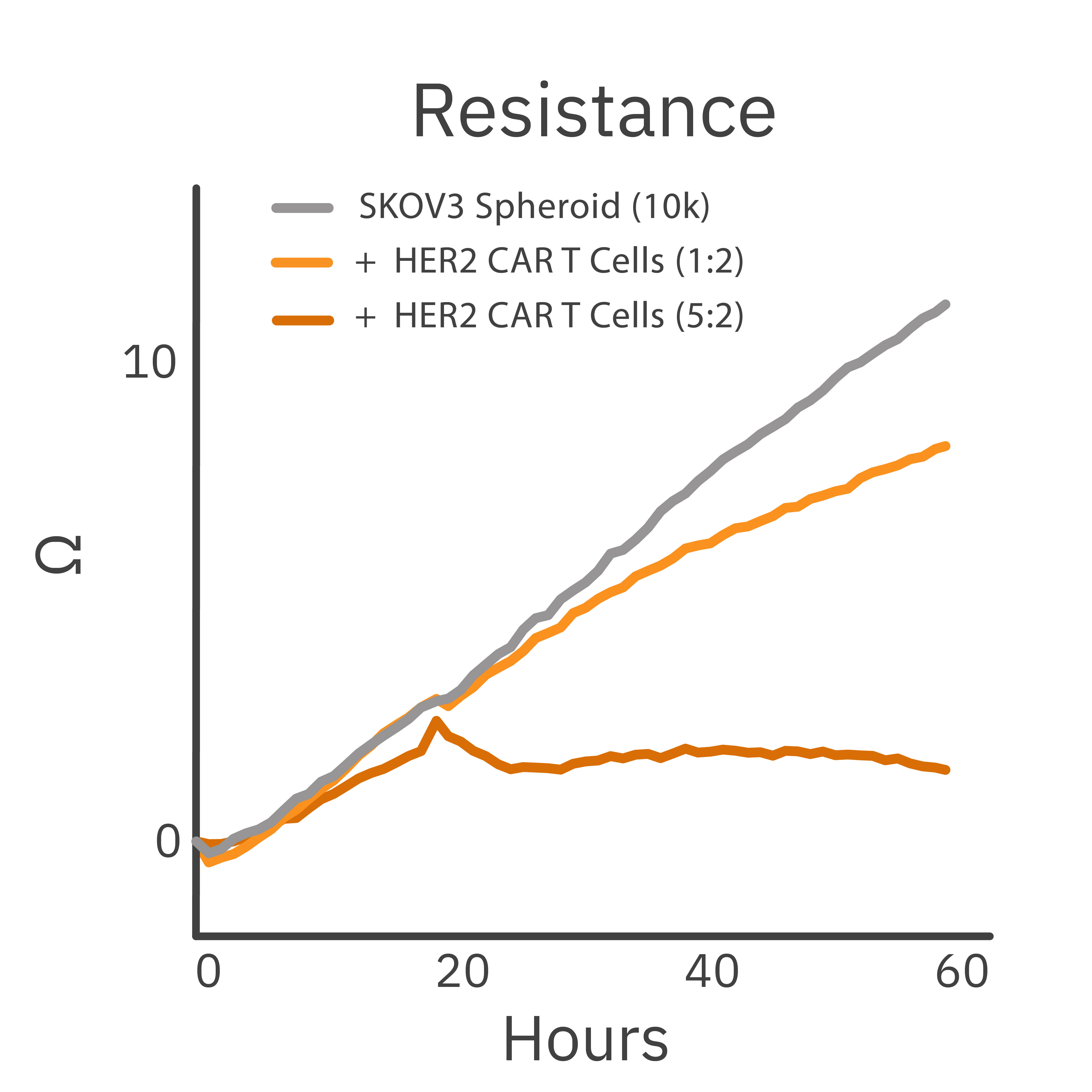 Cytolysis over time of the CAR T cell-treated SKOV3 spheroid. 