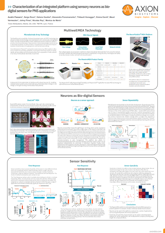 Characterization of an integrated platform using sensory neurons as bio-digital sensors for PNS applications