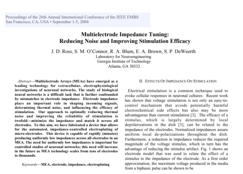 2004 Conf Proc IEEE Engineering Paper Ross Multielectrode impedance tuning reducing 