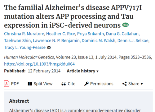 2014 Muritore familial Alzheimers disease mutation in iPSC-derived neurons