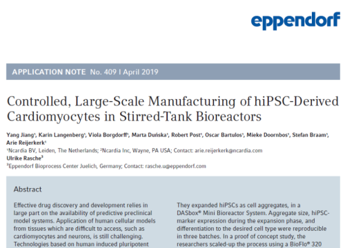 eppendorf 2019 manufacturing of hiPSC-derived cardiomyocytes