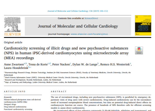 (2019) Zwartsen et al. Cardiotoxicity screening of illicit drugs and new psychoactive substances (NPS) in human iPSC-derived cardiomyocytes using microelectrode array (MEA) recordings