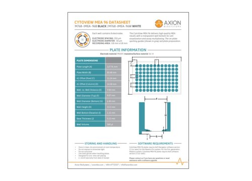 Axion Bio Tech Datasheet CytoView MEA 96-well