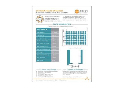 Axion Bio Tech Datasheet CytoView MEA 96-well