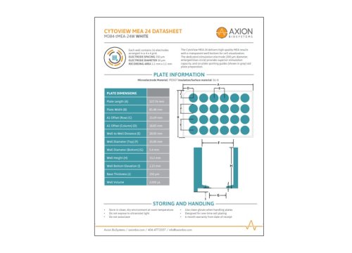 Axion Bio Tech Datasheet CytoView MEA 24-well white