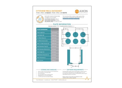 Axion Bio Tech Datasheet Cytoview MEA 6