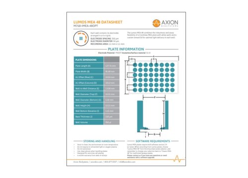 Axion Bio Tech Datasheet Lumos MEA 48 well