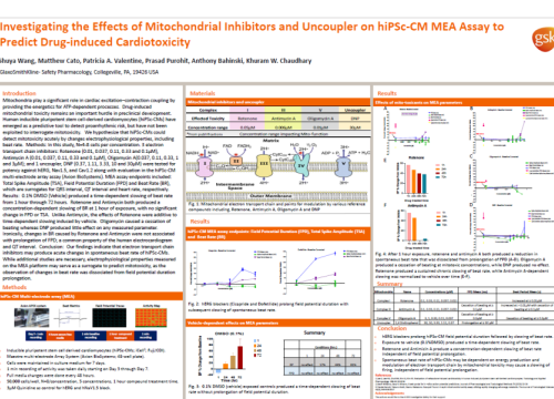 SPS 2020 Investigating the Effects of Mitochondrial Inhibitors and Uncoupler on hiPSc-CM MEA Assay to Predict Drug-induced Cardiotoxicity