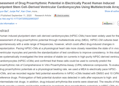 2020 SLAS Discovery assessment of proarrythmic drug on MEA system