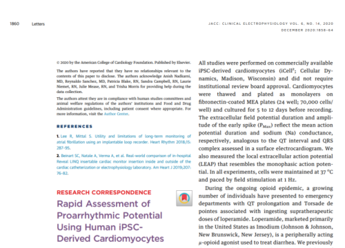 2020 Publication JACC LEAP and proarrhythmic risks in hiPSC-CMs