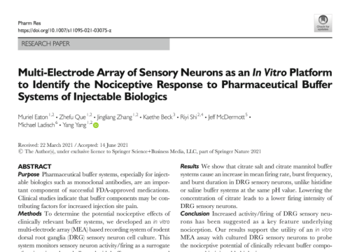 2021 Yang publication on nocioceptive response to buffers