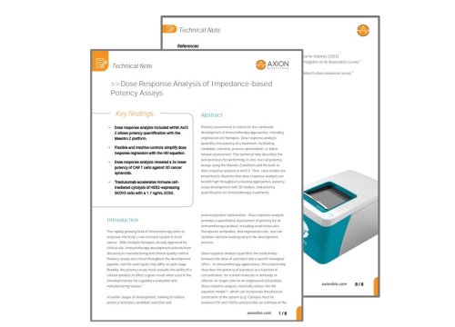 Dose Response Analysis of Impedance-based Potency Assays