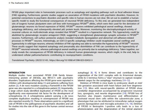 Translational Psychiatry Publication, 03 May 2023