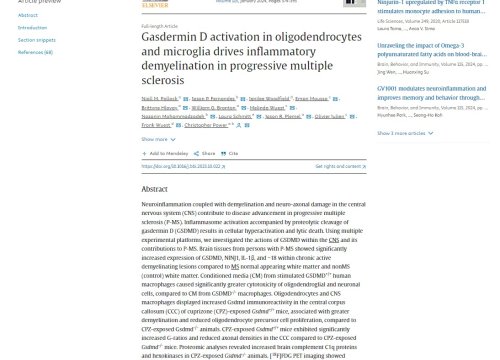 Brain, Behavior, and Immunity Publication, 31 October 2023