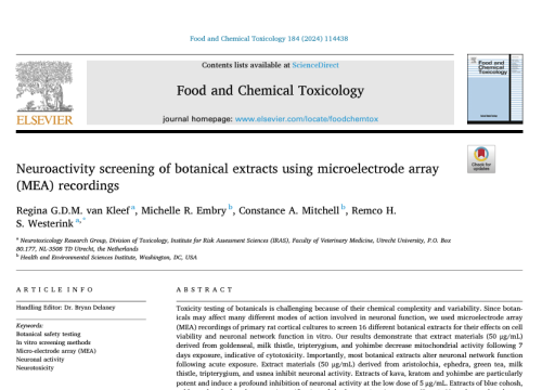 2024 Food and Toxocology Paper on Neuroactivity screening on MEA
