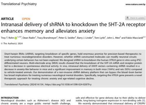 Translational Psychiatry, 20 March 2024