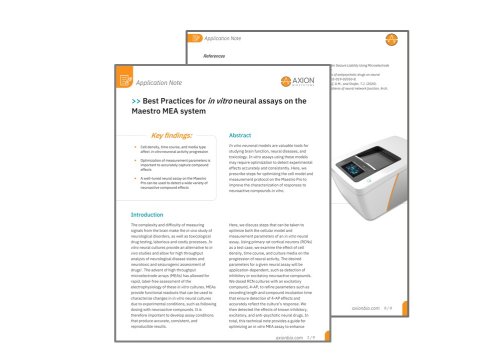 Best Practices for in vitro neural assays on the Maestro MEA system